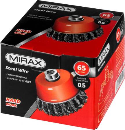 Корщетка для УШМ 65мм чашка, витая MIRAX 35104-065