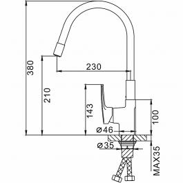 Смеситель для кухни ф35 черный FRAP F4453-04