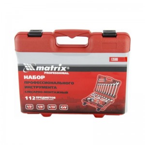 Набор слесарно-монтажн 1/4", 1/2" 5/16"112 пр Matrix Профи 13586