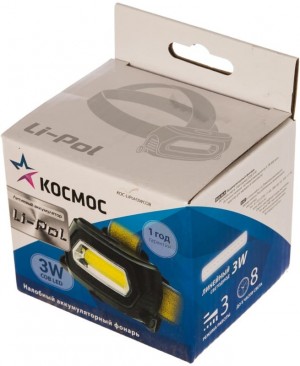 Фонарь налобный акк 3Вт 210Лм КОСМОС KOC-LiPoH3WCOB