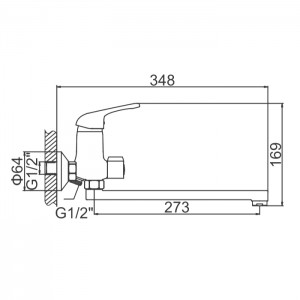 Смеситель для ванны с длинным изливом LEDEME L2239-B
