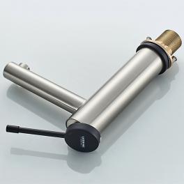 Смеситель для умывальника с гайкой, чёрный+сатин LEDEME L1047A