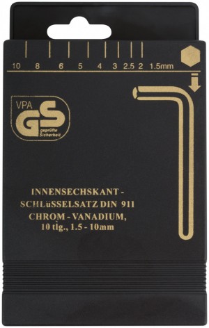 Набор ключей имбусовых 1,5-10мм CrV HEX (9шт) FIT 64185