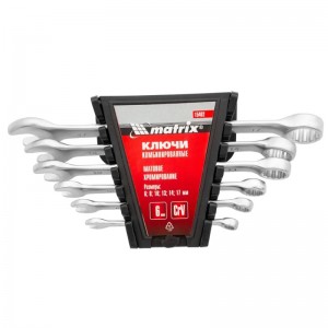 Набор ключей комбинированных 6-17мм матовый хром MATRIX 15402