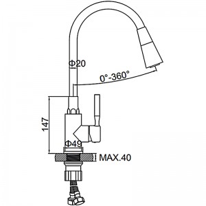 Смеситель для кухни с гибким изливом и гайкой LEDEME L4199