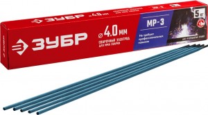 Электрод МР-3 с рутиловым покрытием, для ММА сварки, d 4,0*450мм (5кг) ЗУБР 40015-4.0