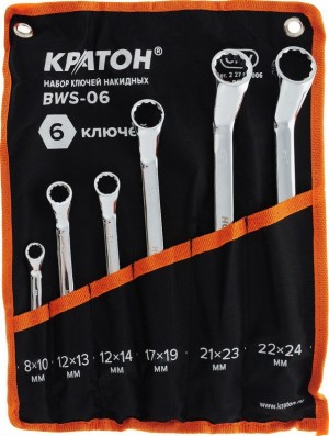 Набор ключей накидных Кратон BWS-06 6 пр. 2 27 02 006